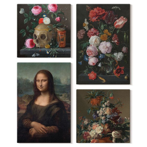 Obraz canvas 4 częściowy Kwiaty czaszka Mona |40x40, 40x60| Wallfluent 797040