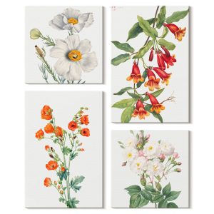 Obraz canvas 4 częściowy Kwiaty vintage |40×40, 40×60| Wallfluent 797130 Obraz canvas 4 częściowy Kwiaty vintage |40×40, 40×60| Wallfluent 797130