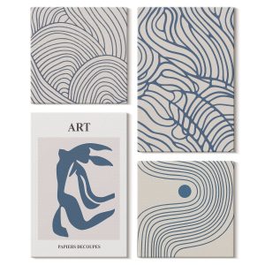 Obraz canvas 4 częściowy Linie beż niebieski |40×40, 40×60| Wallfluent 797125 Obraz canvas 4 częściowy Linie beż niebieski |40×40, 40×60| Wallfluent 797125