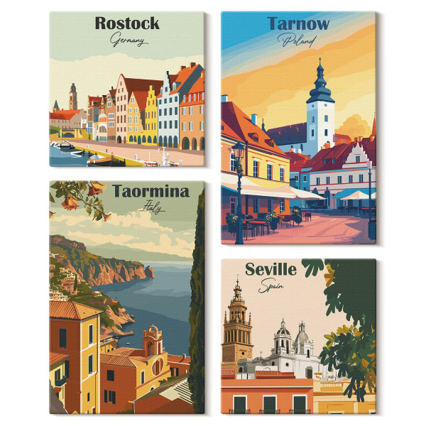 Obraz canvas 4 częściowy Miasta nadmorskie |40x40, 40x60| Wallfluent 797037