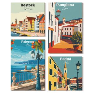 Obraz canvas 4 częściowy Miasta retro |40×40, 40×60| Wallfluent 797158 Obraz canvas 4 częściowy Miasta retro |40×40, 40×60| Wallfluent 797158