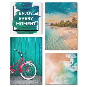 Obraz canvas 4 częściowy Morze łódź rower |40×40, 40×60| Wallfluent 797074 Obraz canvas 4 częściowy Morze łódź rower |40×40, 40×60| Wallfluent 797074