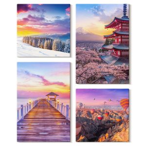 Obraz canvas 4 częściowy Romantyczne krajobrazy |40×40, 40×60| Wallfluent 797138 Obraz canvas 4 częściowy Romantyczne krajobrazy |40×40, 40×60| Wallfluent 797138