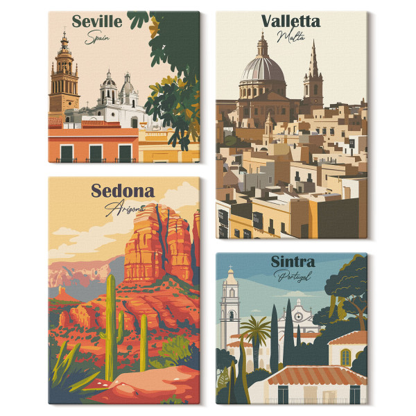 Obraz canvas 4 częściowy Sedona Seville Valletta |40x40, 40x60| Wallfluent 797122