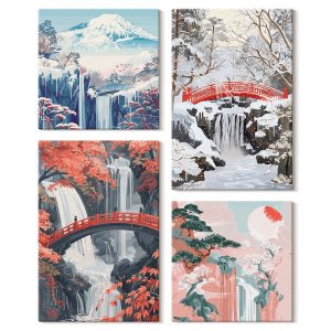 Obraz canvas 4 częściowy Wodospady góry |40×40, 40×60| Wallfluent 797100 Obraz canvas 4 częściowy Wodospady góry |40×40, 40×60| Wallfluent 797100
