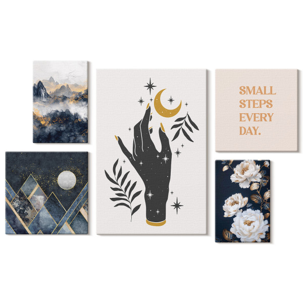 Obraz canvas 5 części Boho hasła|20x30, 30x30, 40x60|Wallfluent 797083