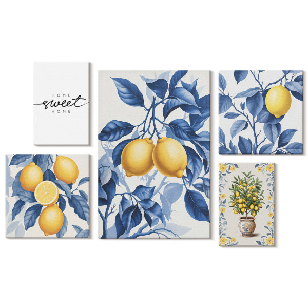 Obraz canvas 5 części Cytrynowe akcenty|20x30, 30x30, 40x60|Wallfluent 797180
