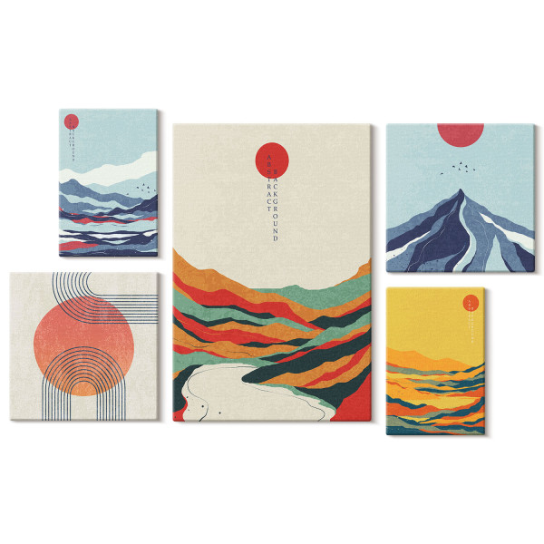 Obraz canvas 5 części Geometryczne góry|20x30, 30x30, 40x60|Wallfluent 797193