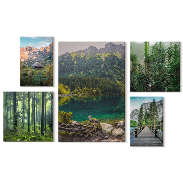 Obraz canvas 5 części Góry i lasy|20x30, 30x30, 40x60|Wallfluent 793159