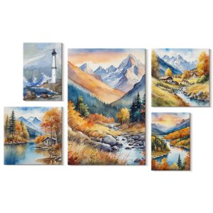 Obraz canvas 5 części Góry i latarnia|20×30, 30×30, 40×60|Wallfluent 797133 Obraz canvas 5 części Góry i latarnia|20×30, 30×30, 40×60|Wallfluent 797133