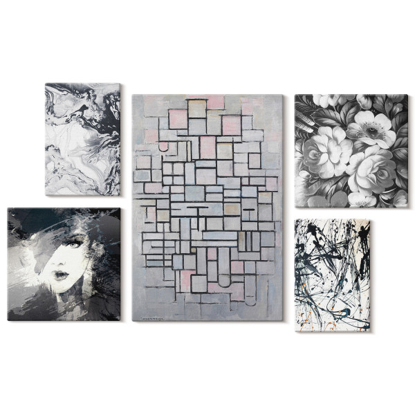Obraz canvas 5 części Kwiaty i portrety|20x30, 30x30, 40x60|Wallfluent 797198