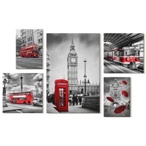 Obraz canvas 5 części Londyn z akcentem|20×30, 30×30, 40×60|Wallfluent 797073 Obraz canvas 5 części Londyn z akcentem|20×30, 30×30, 40×60|Wallfluent 797073