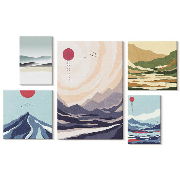 Obraz canvas 5 części Minimalistyczne góry|20x30, 30x30, 40x60|Wallfluent 797069