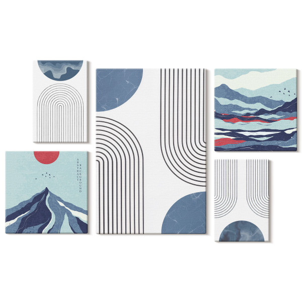 Obraz canvas 5 części Pejzaże geometryczne|20x30, 30x30, 40x60|Wallfluent 797103