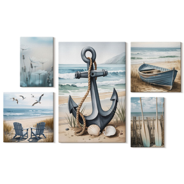 Obraz canvas 5 części Styl nadmorski|20x30, 30x30, 40x60|Wallfluent 797187