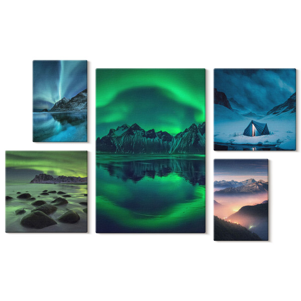 Obraz canvas 5 części Zimowe krajobrazy|20x30, 30x30, 40x60|Wallfluent 797169