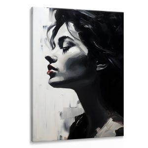 Obraz Canvas Czarno-Biały Profil Młodej Kobiety 50x70cm 202856 Obraz Canvas Czarno-Biały Profil Młodej Kobiety 50x70cm 202856