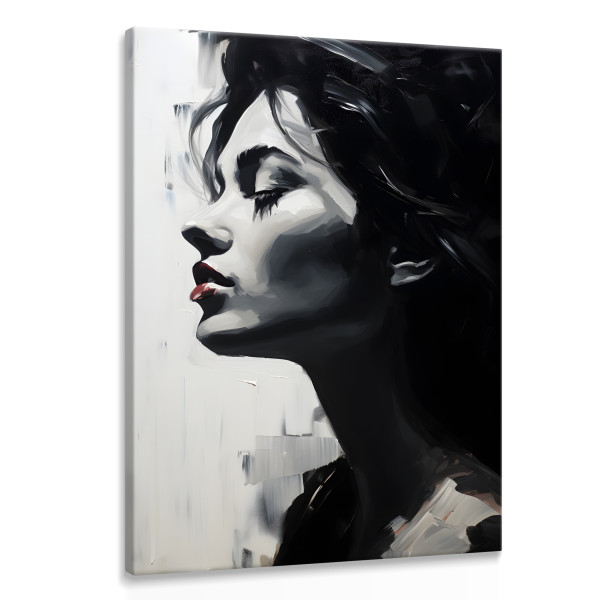 Obraz Canvas Czarno-Biały Profil Młodej Kobiety 60x90cm 202896