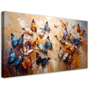 Obraz canvas do salonu jadalni kuchni, Kolorowe Motyle 80×40 780900 Obraz canvas do salonu jadalni kuchni, Kolorowe Motyle 80×40 780900