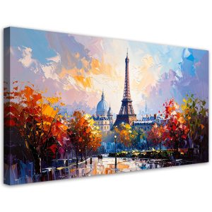 Obraz canvas do salonu sypialni, Paryż Wieża Eiffla jak malowany 120×60 779638
