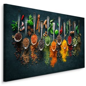 Obraz Canvas ŁYŻKI z Ziołami i Przyprawami 90x60cm 784901