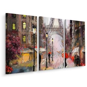 Obraz CANVAS Tryptyk Widok Na Paryską Ulicę 180x120cm 137755 Obraz CANVAS Tryptyk Widok Na Paryską Ulicę 180x120cm 137755