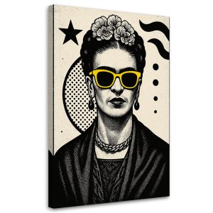 Obraz czarno biały, Frida Kahlo w okularach Pop Art 20×30 884834