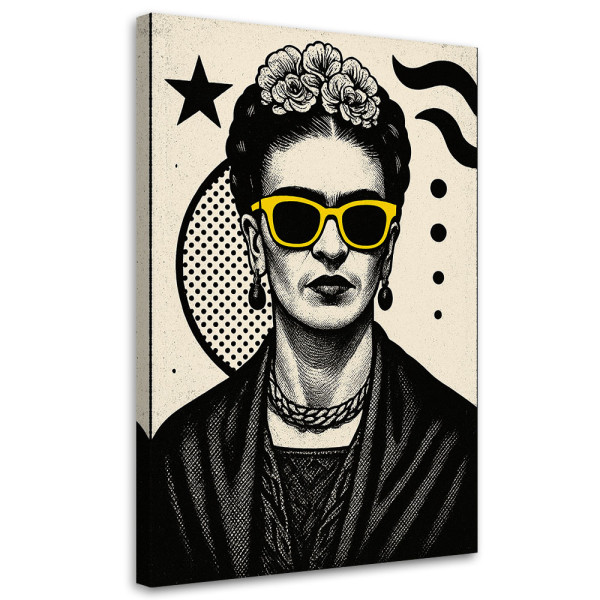 Obraz czarno biały, Frida Kahlo w okularach Pop Art 80x120 781108