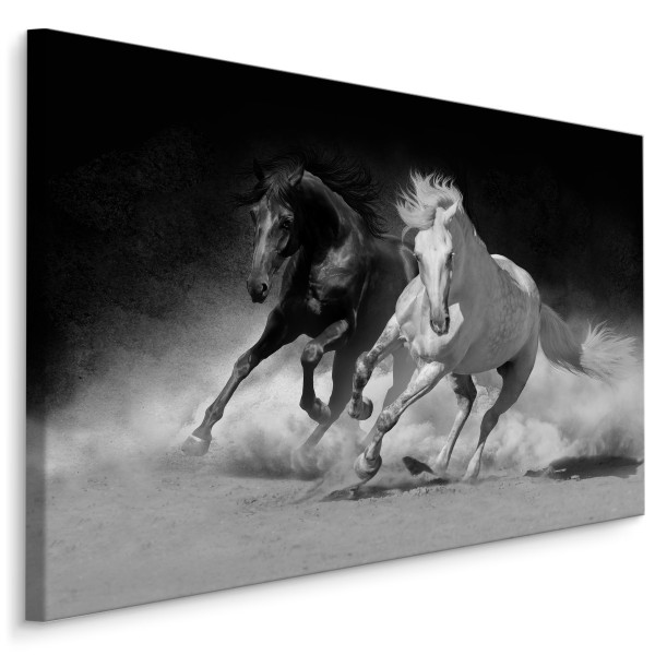 Obraz Czarno-Biały Konie w Galopie 3D 100x70cm 106860