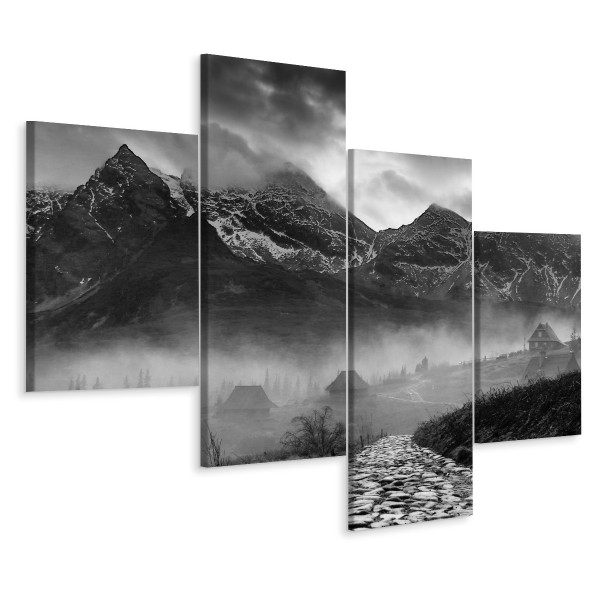 Obraz Czarno-Biały PEJZAŻ Górski 4 Części 240x150cm 137685