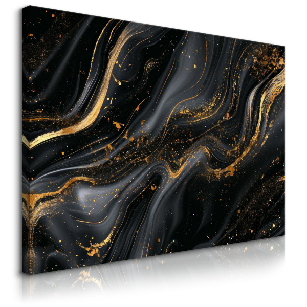 Obraz Czarny Marmur W Stylu Glamour 90x60cm 343471