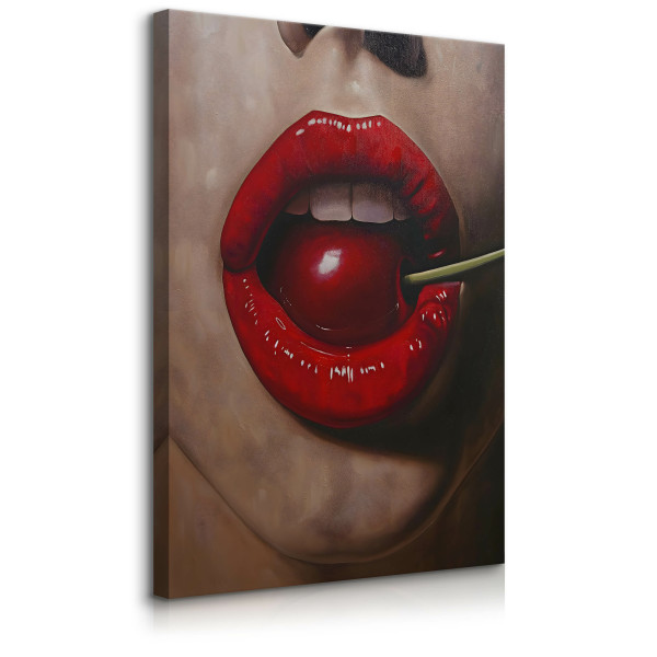 Obraz Czerwone Kobiece Usta Z Wiśnią 40x50cm 752213
