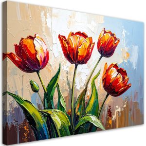 Obraz dekoracja, Czerwone Kwiaty Tulipany na beżowym tle imitacja 30×20 891067 Obraz dekoracja, Czerwone Kwiaty Tulipany na beżowym tle imitacja 30×20 891067