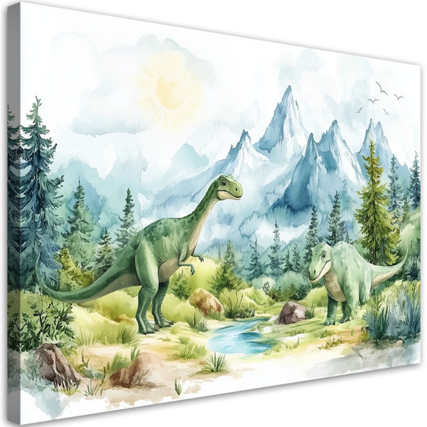 Obraz dla chłopca, Dinozaury Prehistoryczne Gady Pejzaż Zielony 120x80 634276