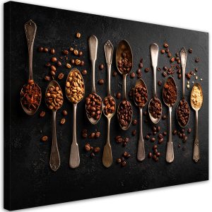 Obraz do kuchni jadalni baru, Kawa ziarna Łyżki 100×70 780979 Obraz do kuchni jadalni baru, Kawa ziarna Łyżki 100×70 780979