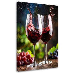 Obraz do kuchni jadalni, Kieliszki z winem winogrona 20×30 886772
