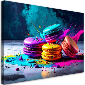 Obraz do kuchni jadalni, Kolorowe Ciasteczka Makaroniki Abstrakcja 120×80 778548