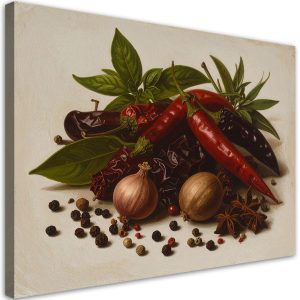 Obraz do kuchni jadalni restauracji, Czerwone papryczki zioła pieprz 30×20 891005