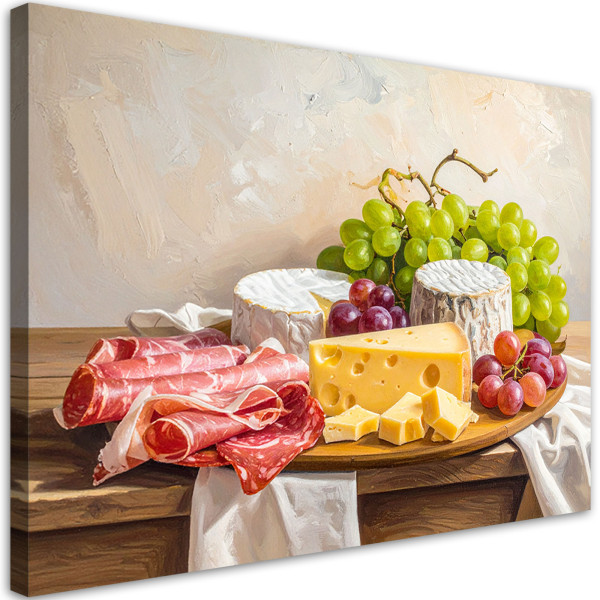 Obraz do kuchni jadalni restauracji, Deska wędlin i serów 60x40 887754
