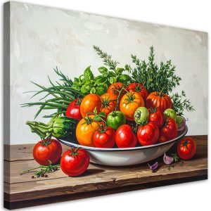 Obraz do kuchni jadalni restauracji, Martwa natura pomidory i zioła 30×20 884957 Obraz do kuchni jadalni restauracji, Martwa natura pomidory i zioła 30×20 884957