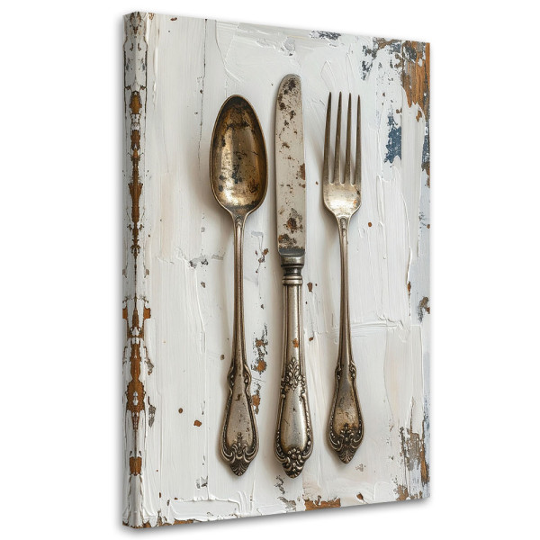 Obraz do kuchni jadalni salonu, Sztućce w stylu shabby chic 80x120 882521