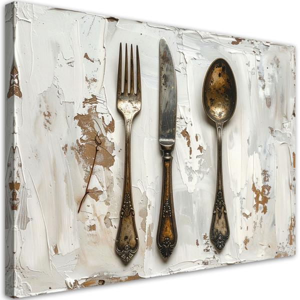 Obraz do kuchni jadalni salonu, Sztućce w stylu shabby chic 90x60 883302