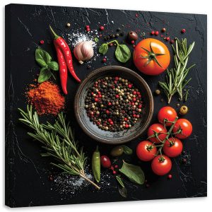 Obraz do kuchni restauracji baru jadalni, Przyprawy Pomidory 60×60 886385 Obraz do kuchni restauracji baru jadalni, Przyprawy Pomidory 60×60 886385