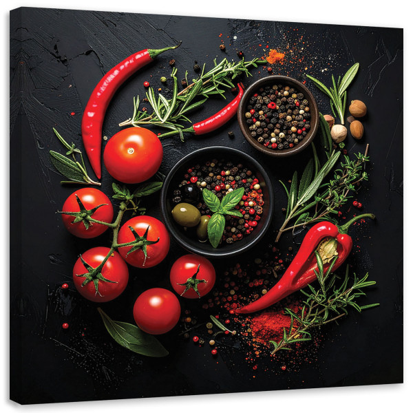 Obraz do kuchni restauracji baru jadalni, Przyprawy Warzywa Pomidory 60x60 887001