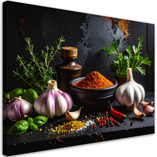 Obraz do kuchni restauracji baru jadalni, Przyprawy zioła czosnek 60x40 890738