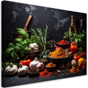 Obraz do kuchni restauracji baru jadalni, Przyprawy zioła warzywa 45×30 887753 Obraz do kuchni restauracji baru jadalni, Przyprawy zioła warzywa 45×30 887753