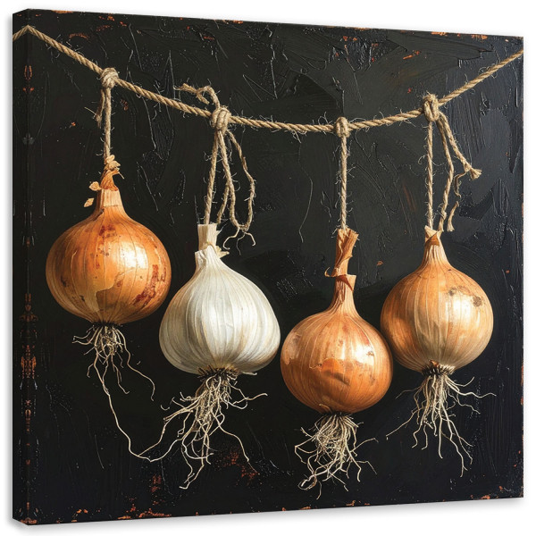 Obraz do kuchni restauracji baru jadalni, Wisząca cebula warzywa 40x40 888996