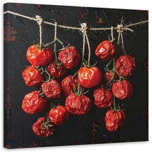 Obraz do kuchni restauracji baru jadalni, Wiszące czerwone pomidory 60×60 884750 Obraz do kuchni restauracji baru jadalni, Wiszące czerwone pomidory 60×60 884750