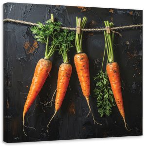Obraz do kuchni restauracji baru jadalni, Wiszące marchewki warzywa 50×50 891445 Obraz do kuchni restauracji baru jadalni, Wiszące marchewki warzywa 50×50 891445