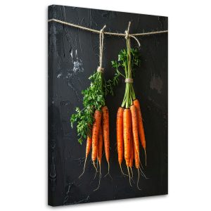 Obraz do kuchni restauracji baru jadalni, Wiszące marchewki warzywa 60×90 891452